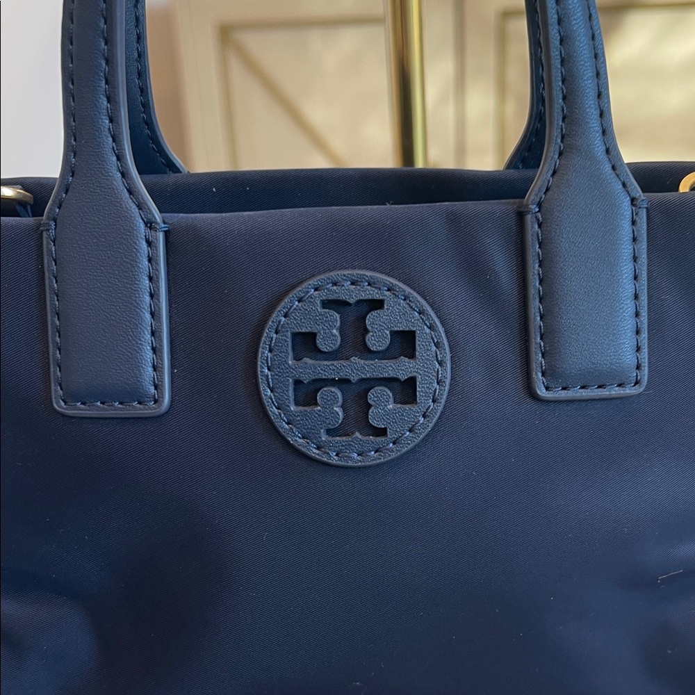 Tory Burch Navy Blue Mini Tote Bag with Crossbody Strap - Picture 2 of 6